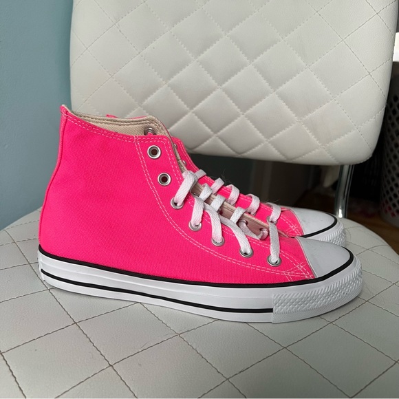 Converse Shoes - Hot pink high top chuck taylor converse. Limited edition never worn